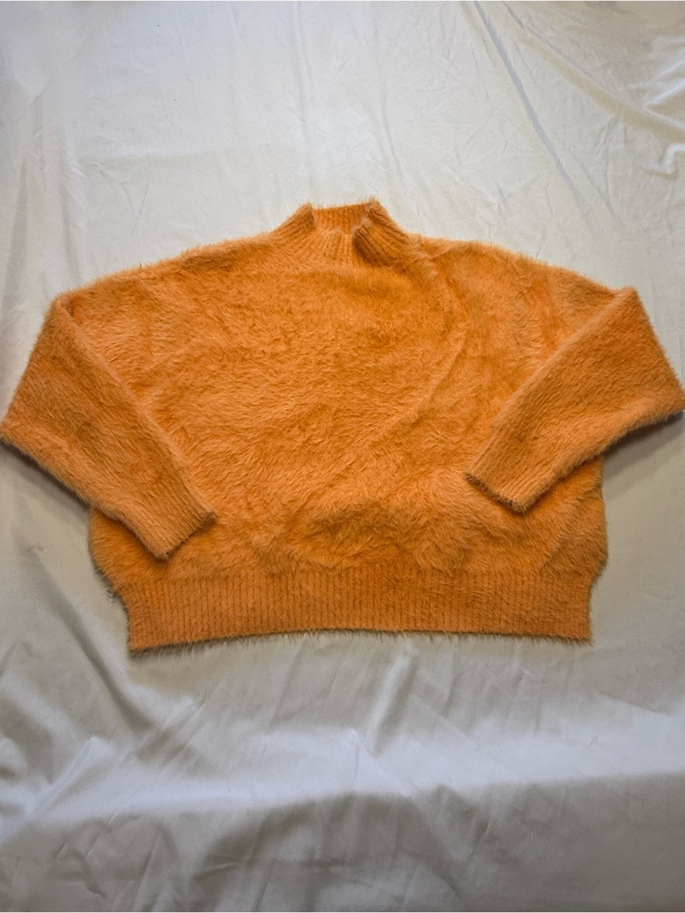 4SI3NNA Fuzzy Orange “Noah” mock neck Sweater